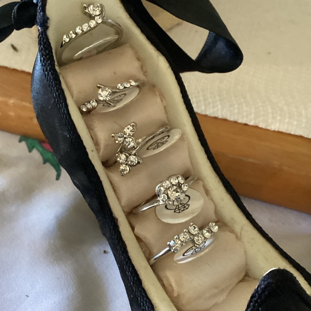 Elegant Silver Crystal Ring Set